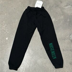 Maisie Wilen Black Cropped Cotton Sweatpants